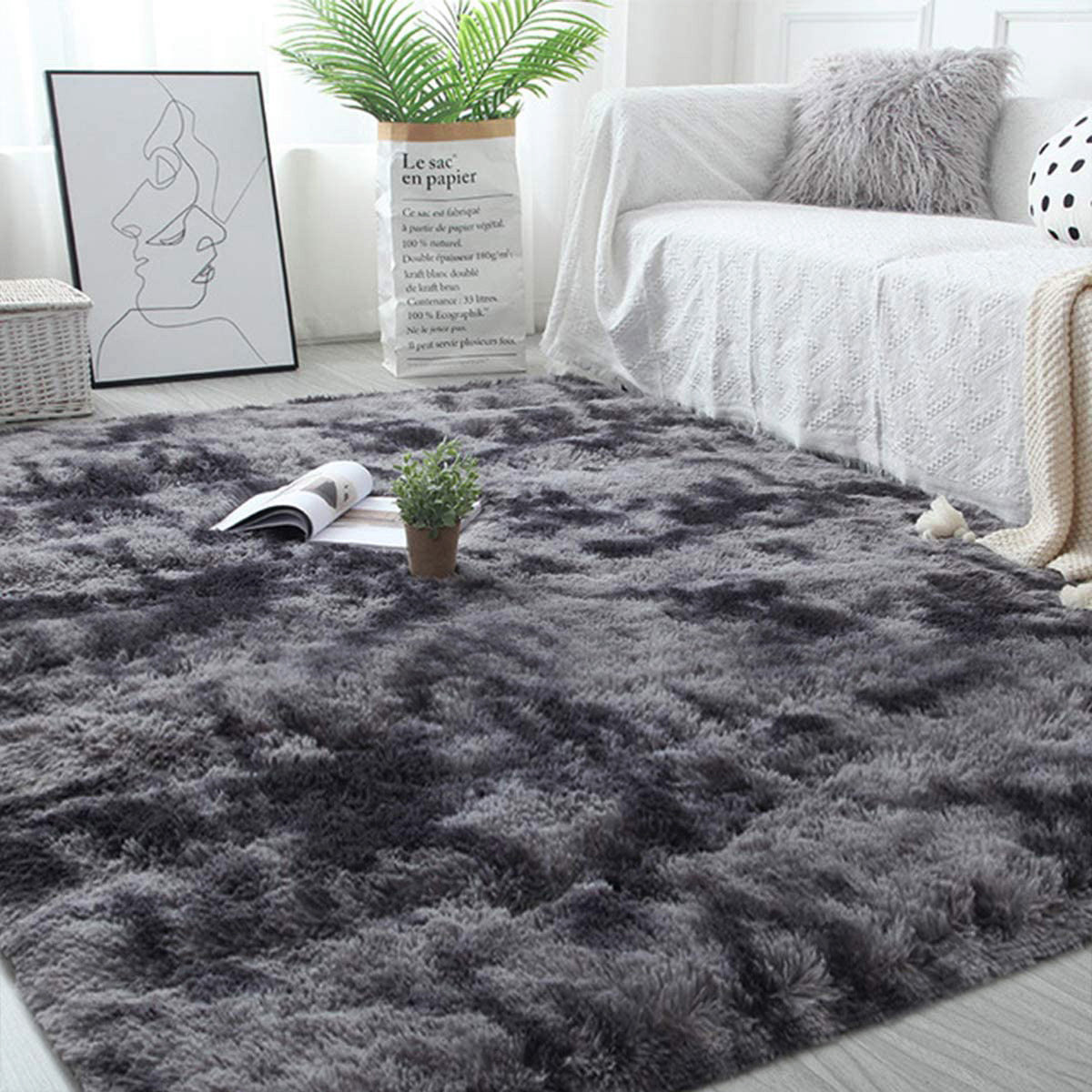 XL Hochflor-Teppich in Anthrazit &amp; Grau, 200 x 300 cm – Bild 2