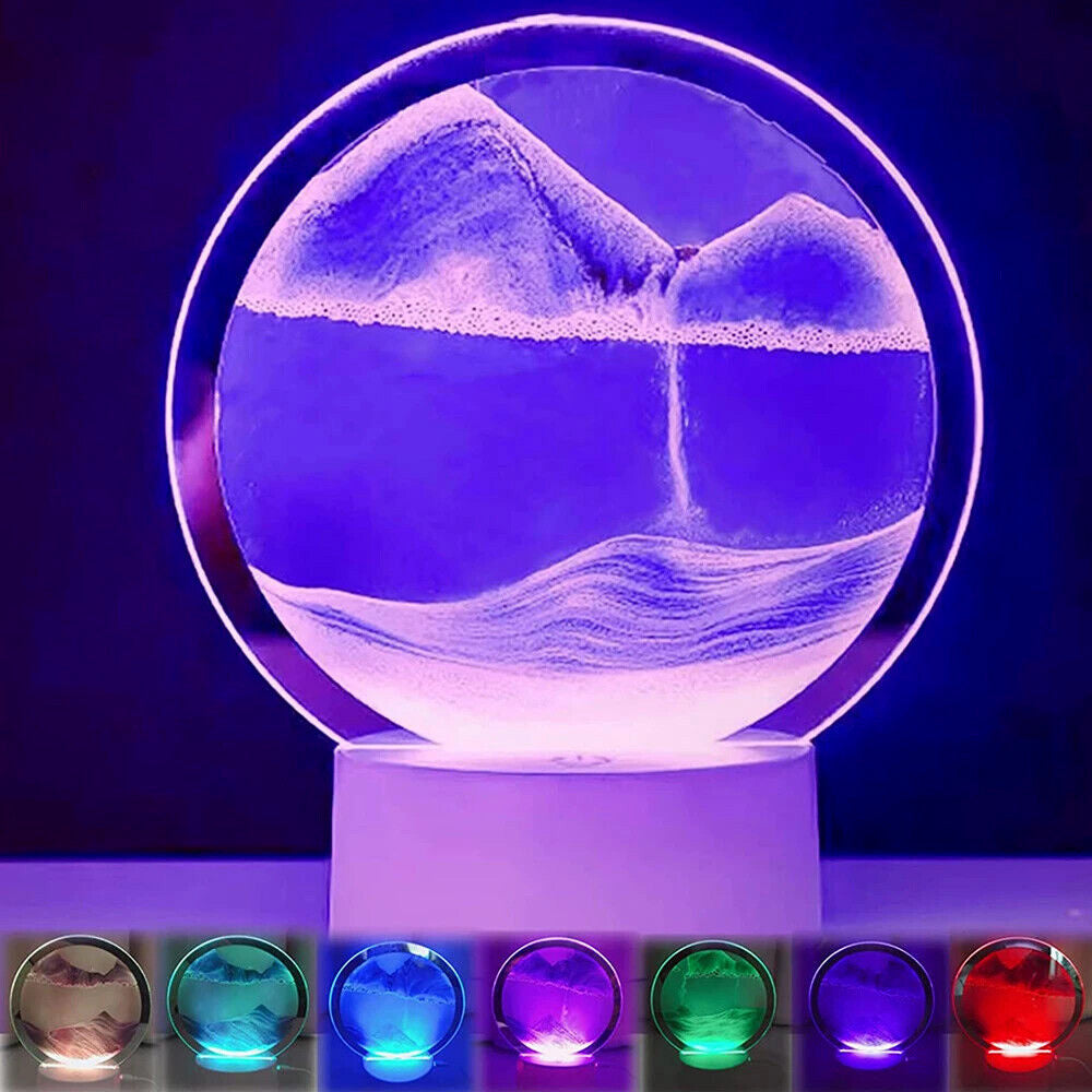 Sandbild-Tischleuchte mit RGB-Licht in Violett – Bild 4
