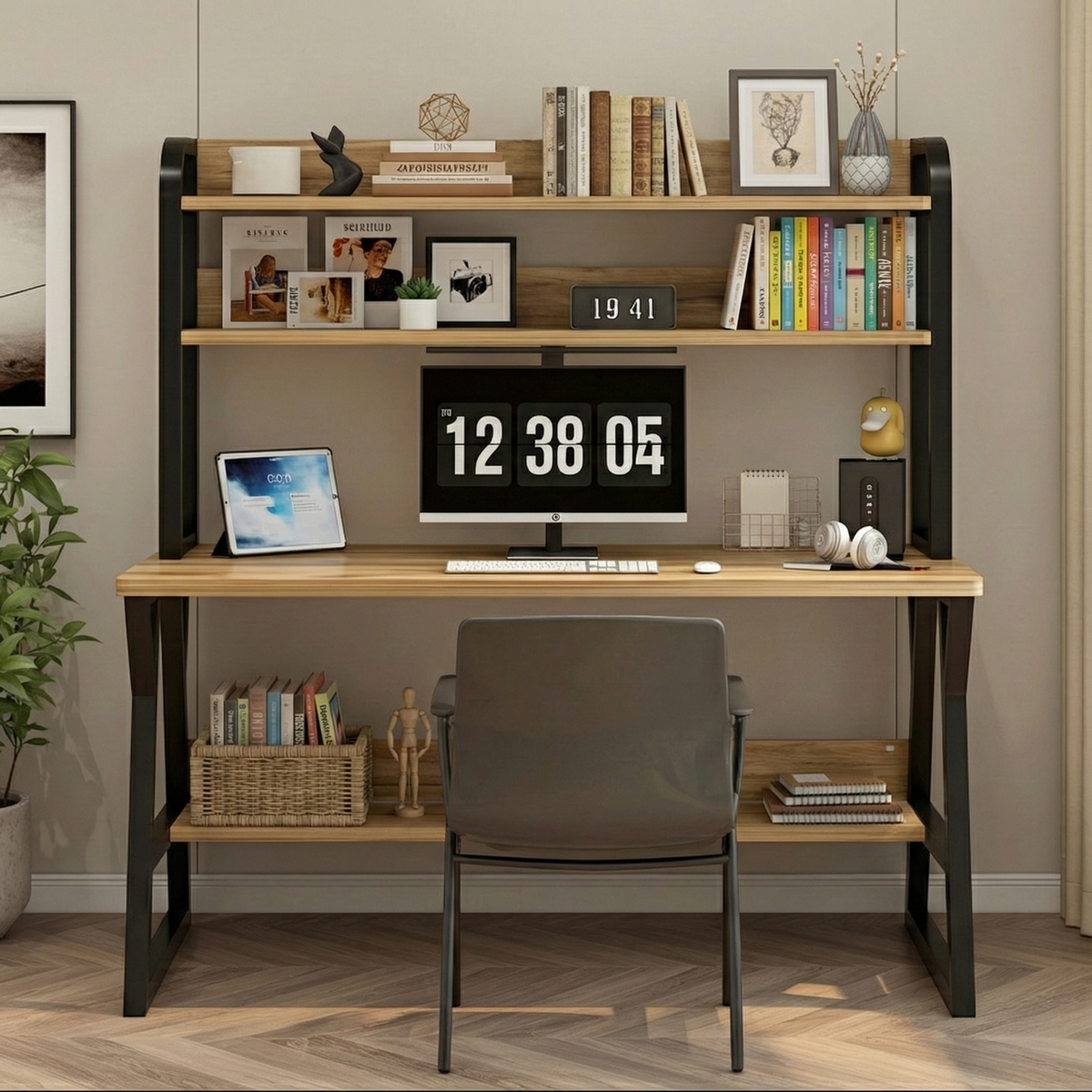 Aspire Schreibtisch mit Bücherregal, Eiche rustikal – Bild 6