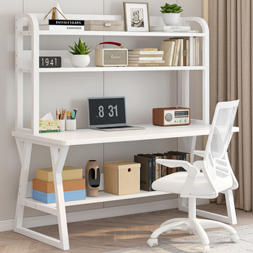 Aspire Schreibtisch mit Bücherregal in Weiß, 120 cm
