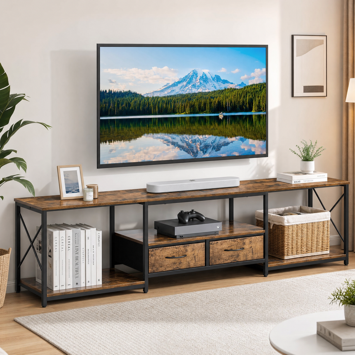 TV-Lowboard Milan, 175 cm, mit zwei Stoffschubladen – Bild 3