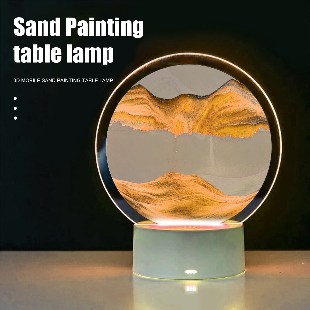 Sandbild-Tischleuchte mit RGB-Licht in Gelb – Bild 3